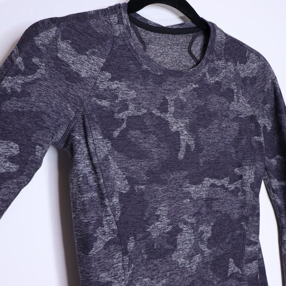 LULULEMON Runderful Long Sleeve Incognito Camo Heathered Black Active Women's 4 - Picture 4 of 8